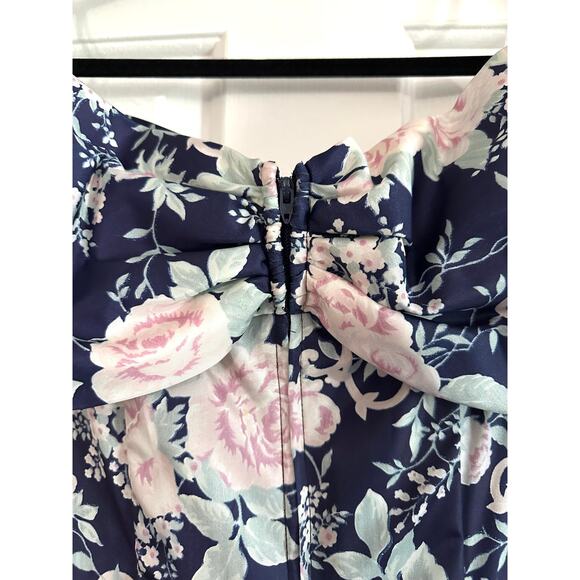 JESSICA McCLINTOCK Vintage 80s Floral Off-Shoulder Asymmetrical Waist Dress 10 - Picture 6 of 8